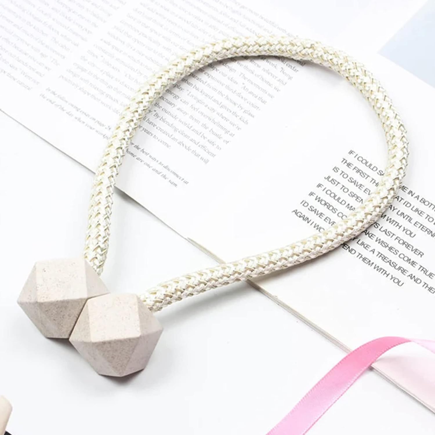 Non-magnetic curtain tiebacks with decorative pearls Non-magnetic curtain tiebacks with decorative pearls